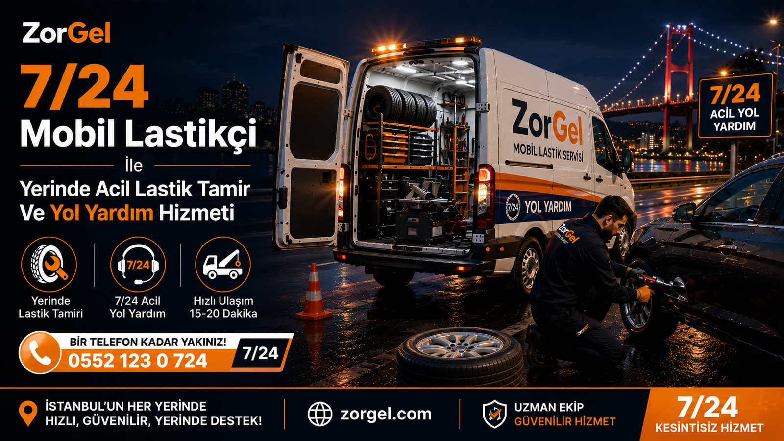7/24 Mobil Lastikçi Ile Yerinde Acil Lastik Tamir Ve Yol Yardım Hizmeti