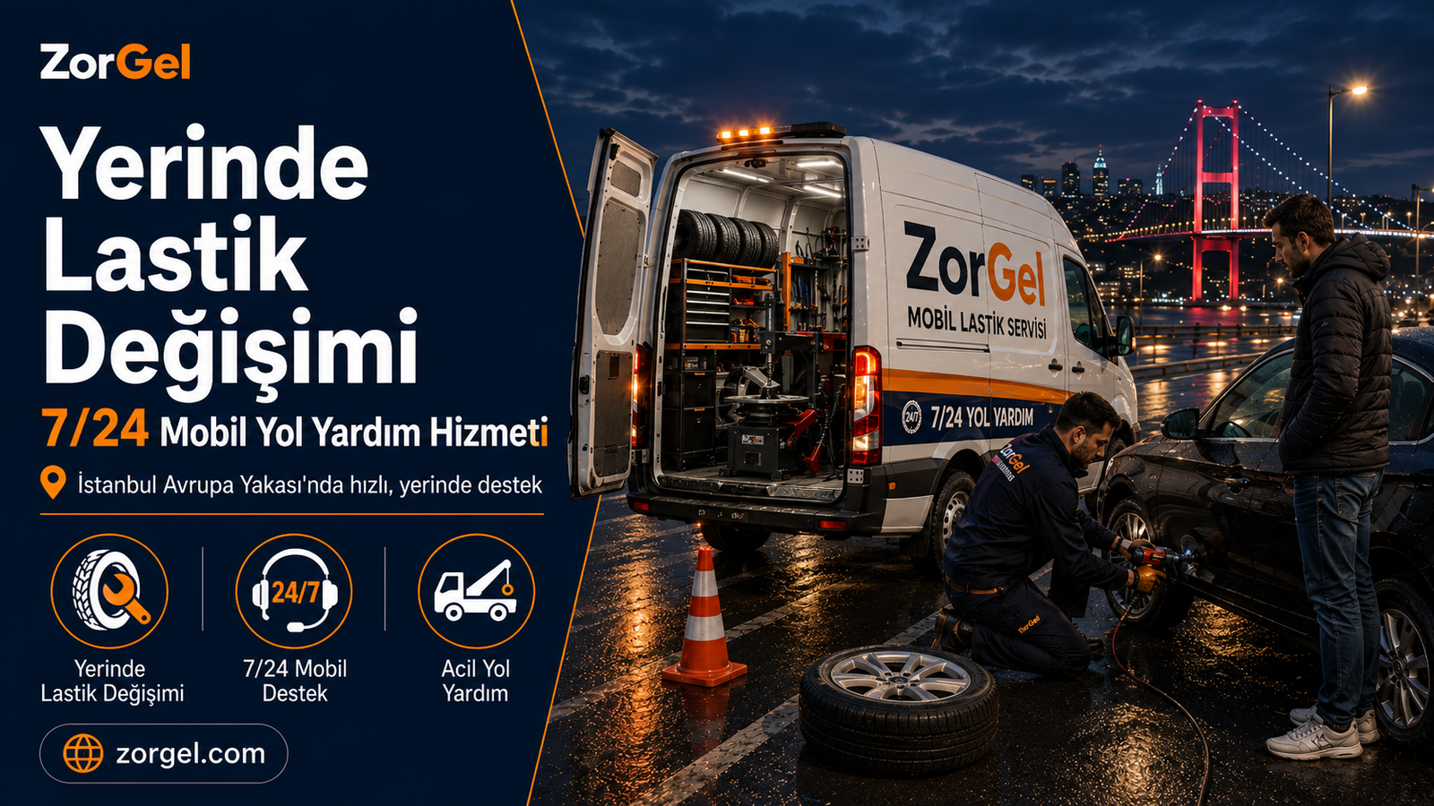 Yerinde Lastik Değişimi 7/24 Mobil Yol Yardım Hizmeti