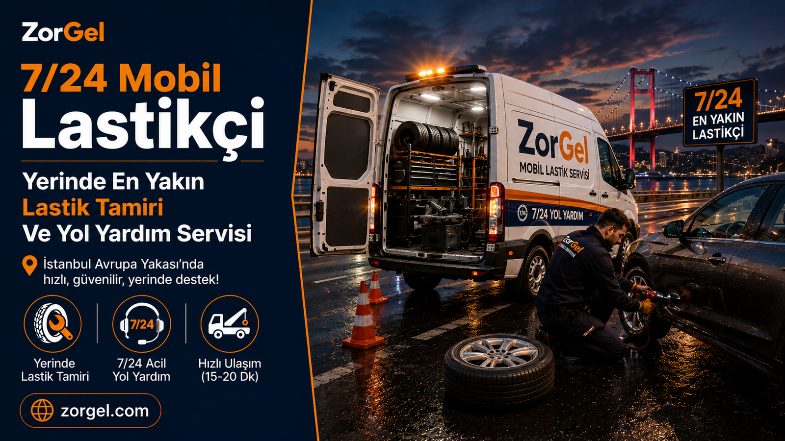 7/24 Mobil Lastikçi Yerinde En Yakın Lastik Tamiri Ve Yol Yardım Servisi