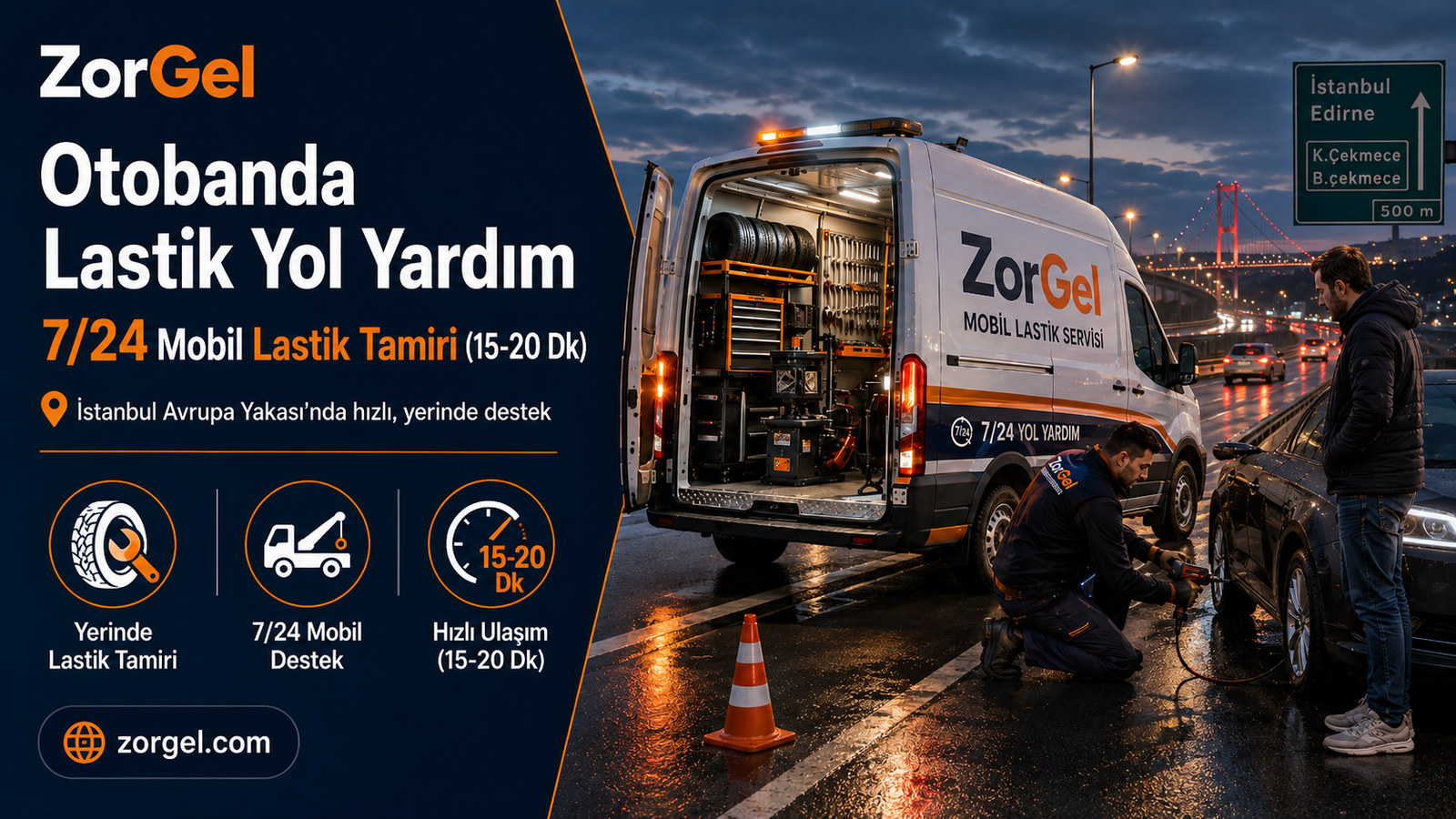 Otobanda Lastik Yol Yardım | 7/24 Mobil Lastik Tamiri (15-20 Dk)